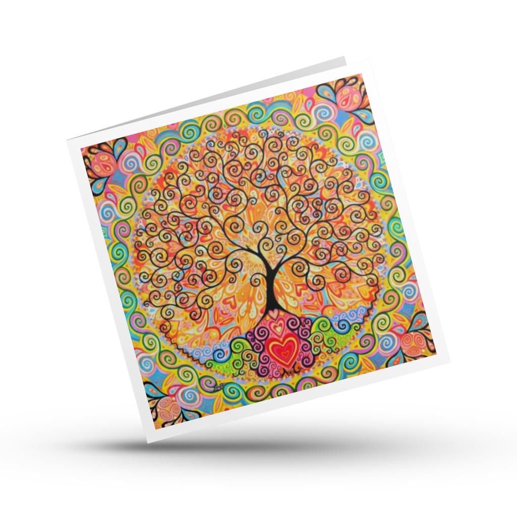 All is Love Tree of Life with Heart art greeting card by Mark Betson Artist on white background