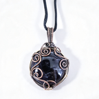 Amethyst Copper Wire Wrapped Pendant Necklace, Handmade Gemstone Statement Pendant, One of a Kind Gift
