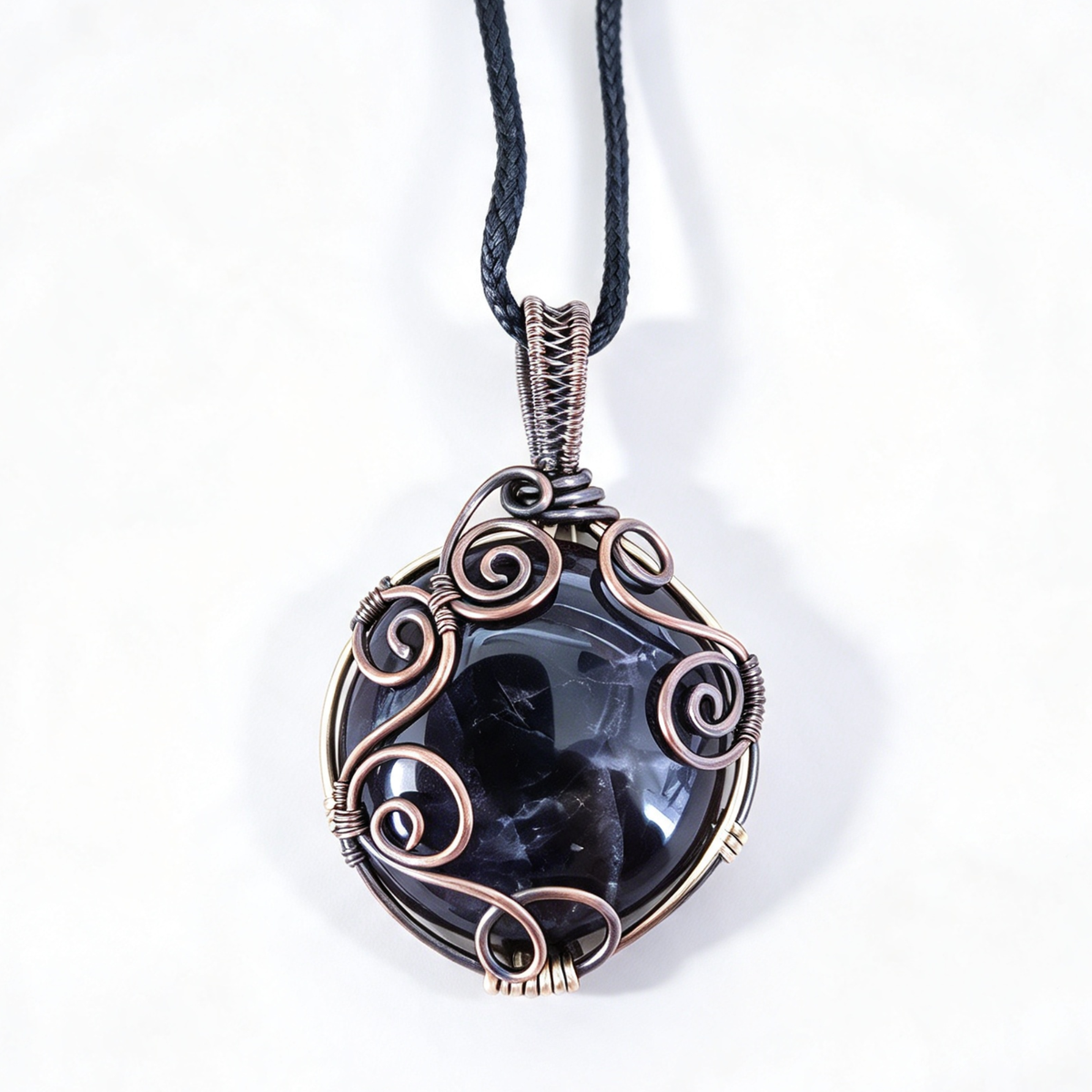Amethyst Copper Wire Wrapped Pendant Necklace, Handmade Gemstone Statement Pendant, One of a Kind Gift