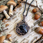 Amethyst Copper Wire Wrapped Pendant Necklace, Handmade Gemstone Statement Pendant, One of a Kind Gift