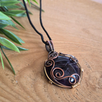 Amethyst Copper Wire Wrapped Pendant Necklace, Handmade Gemstone Statement Pendant, One of a Kind Gift