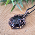 Amethyst Copper Wire Wrapped Pendant Necklace, Handmade Gemstone Statement Pendant, One of a Kind Gift