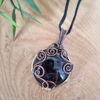 Amethyst Copper Wire Wrapped Pendant Necklace, Handmade Gemstone Statement Pendant, One of a Kind Gift