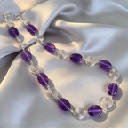 Amethyst Silver Spiral Necklace, Handmade Wire and Bead Jewellery, Gift for Her