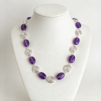 Amethyst Silver Spiral Necklace, Handmade Wire and Bead Jewellery, Gift for Her