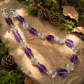 Amethyst Silver Spiral Necklace, Handmade Wire and Bead Jewellery, Gift for Her