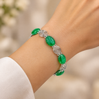 Green Aventurine Silver Spiral Bracelet, Handmade Wire Jewellery, Gift for Her