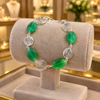 Green Aventurine Silver Spiral Bracelet, Handmade Wire Jewellery, Gift for Her