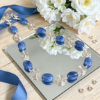 Blue Aquamarine Silver Spiral Necklace, Handmade Wire and Bead Jewellery, Gift for Her