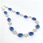 Blue Aquamarine Silver Spiral Necklace, Handmade Wire and Bead Jewellery, Gift for Her