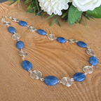 Blue Aquamarine Silver Spiral Necklace, Handmade Wire and Bead Jewellery, Gift for Her