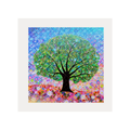 Colourful abstract painting of a tree with a white frame