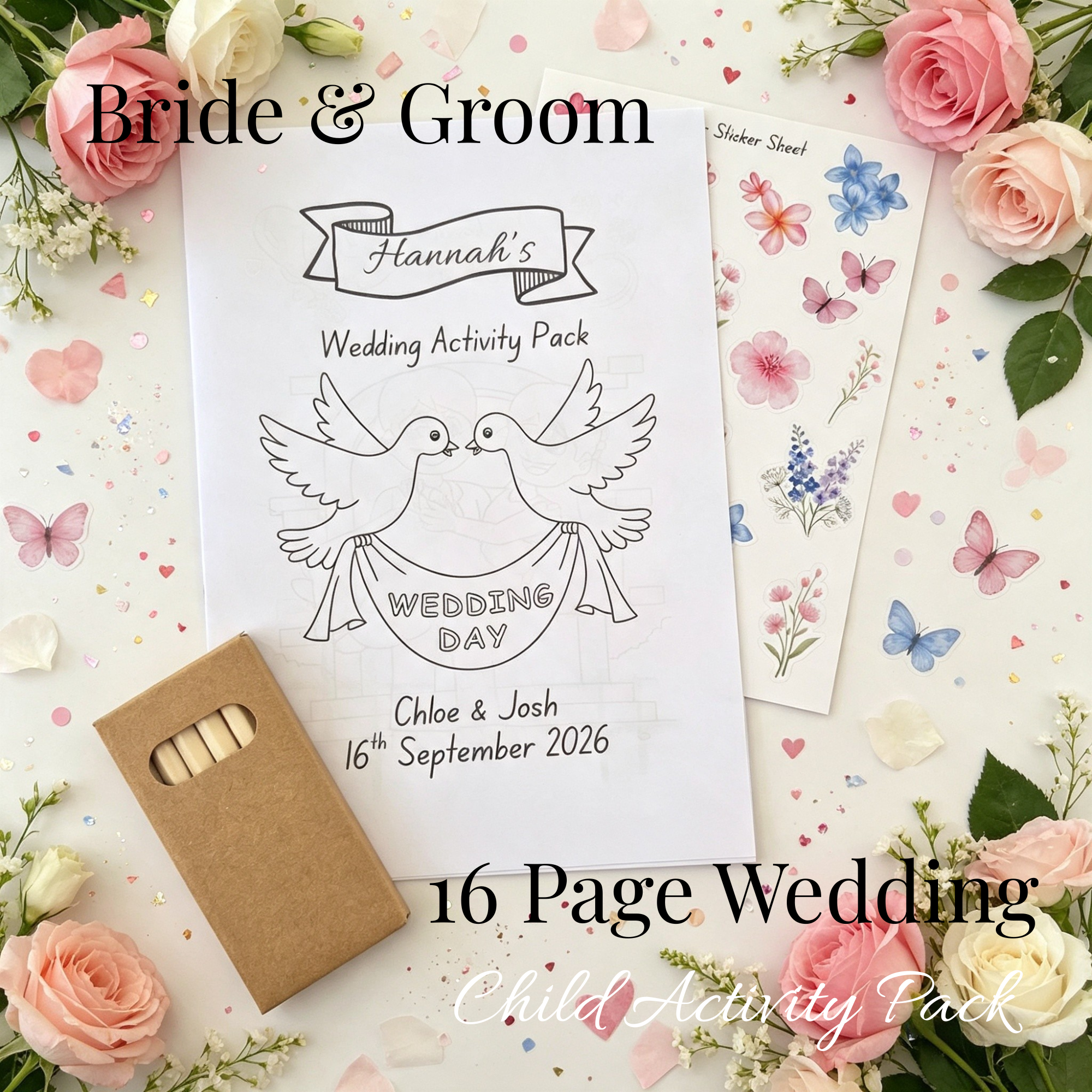 Child Wedding Activity Pack - Age 3 to 9 - Bride & Groom