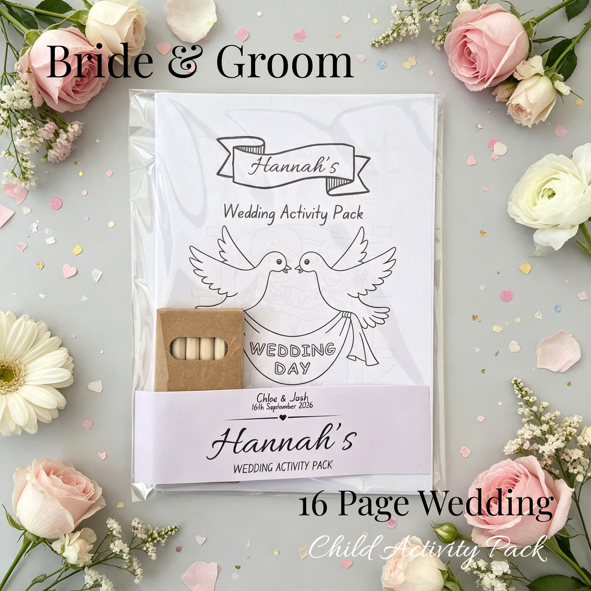 Child Wedding Activity Pack - Age 3 to 9 - Bride & Groom
