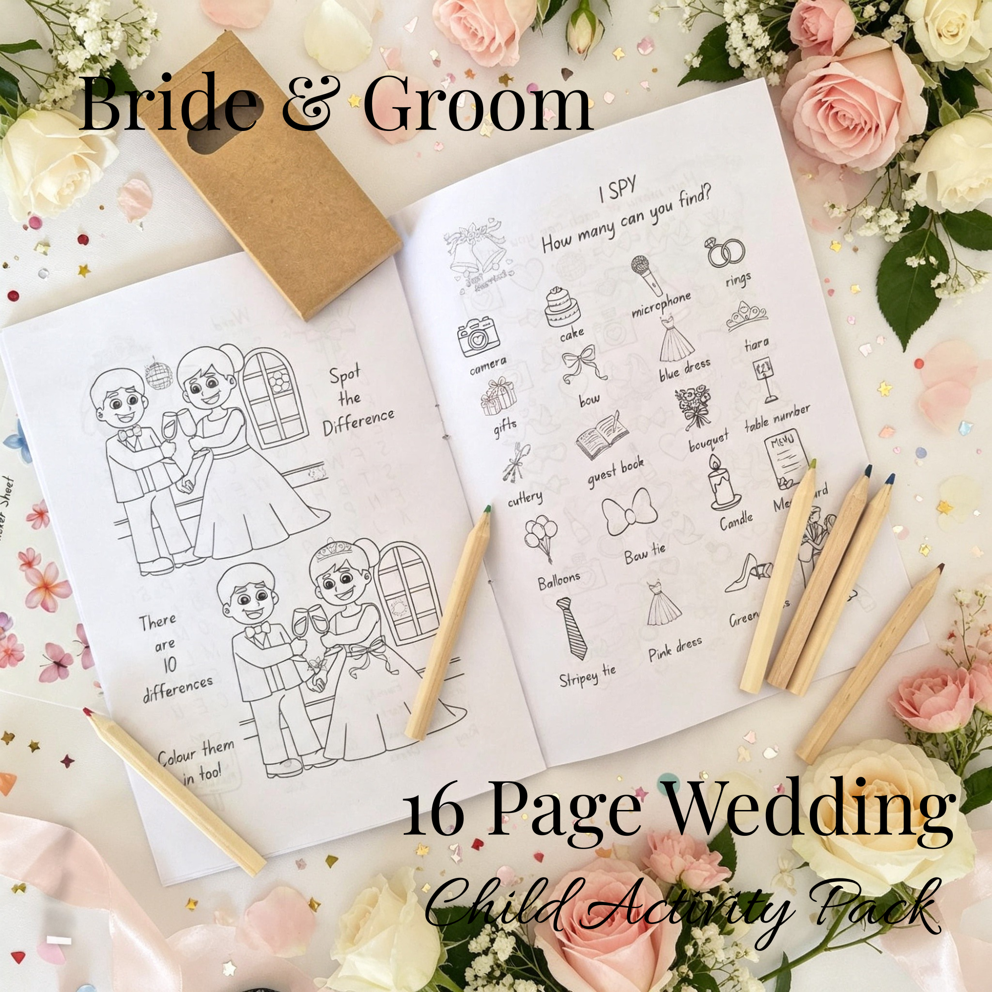 Child Wedding Activity Pack - Age 3 to 9 - Bride & Groom - Large Pack