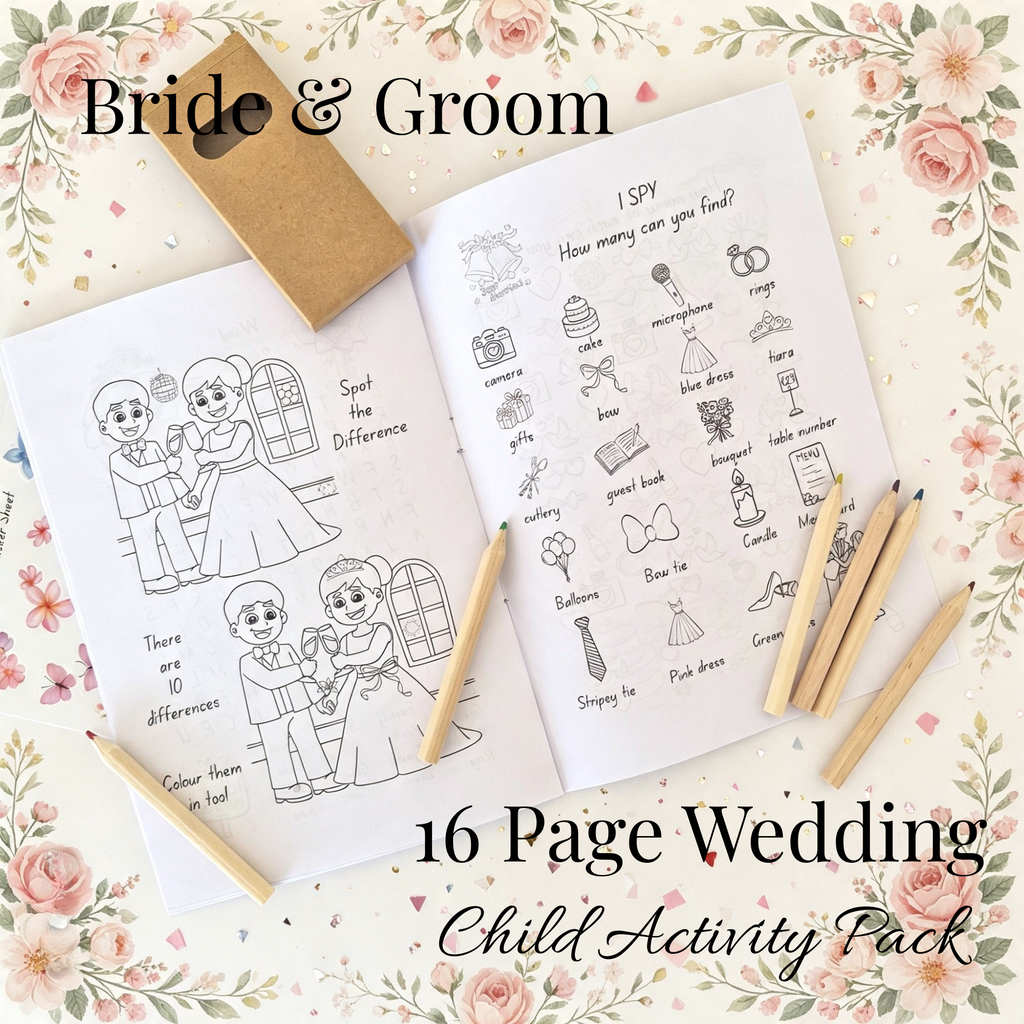 Child Wedding Activity Pack - Age 3 to 9 - Bride & Groom - Medium Pack