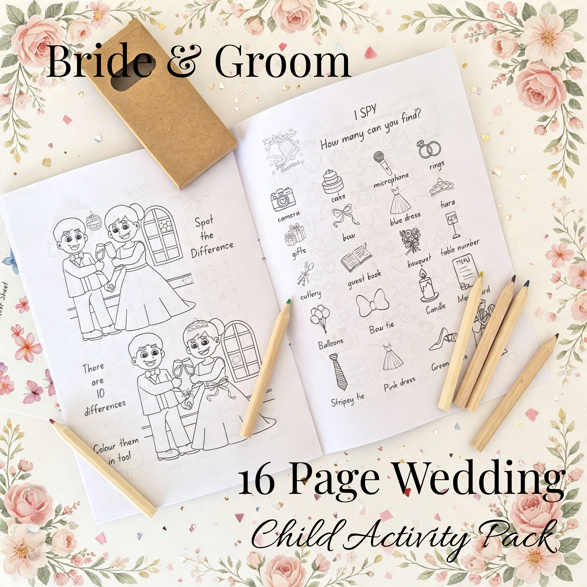 Child Wedding Activity Pack - Age 3 to 9 - Bride & Groom - Large Pack