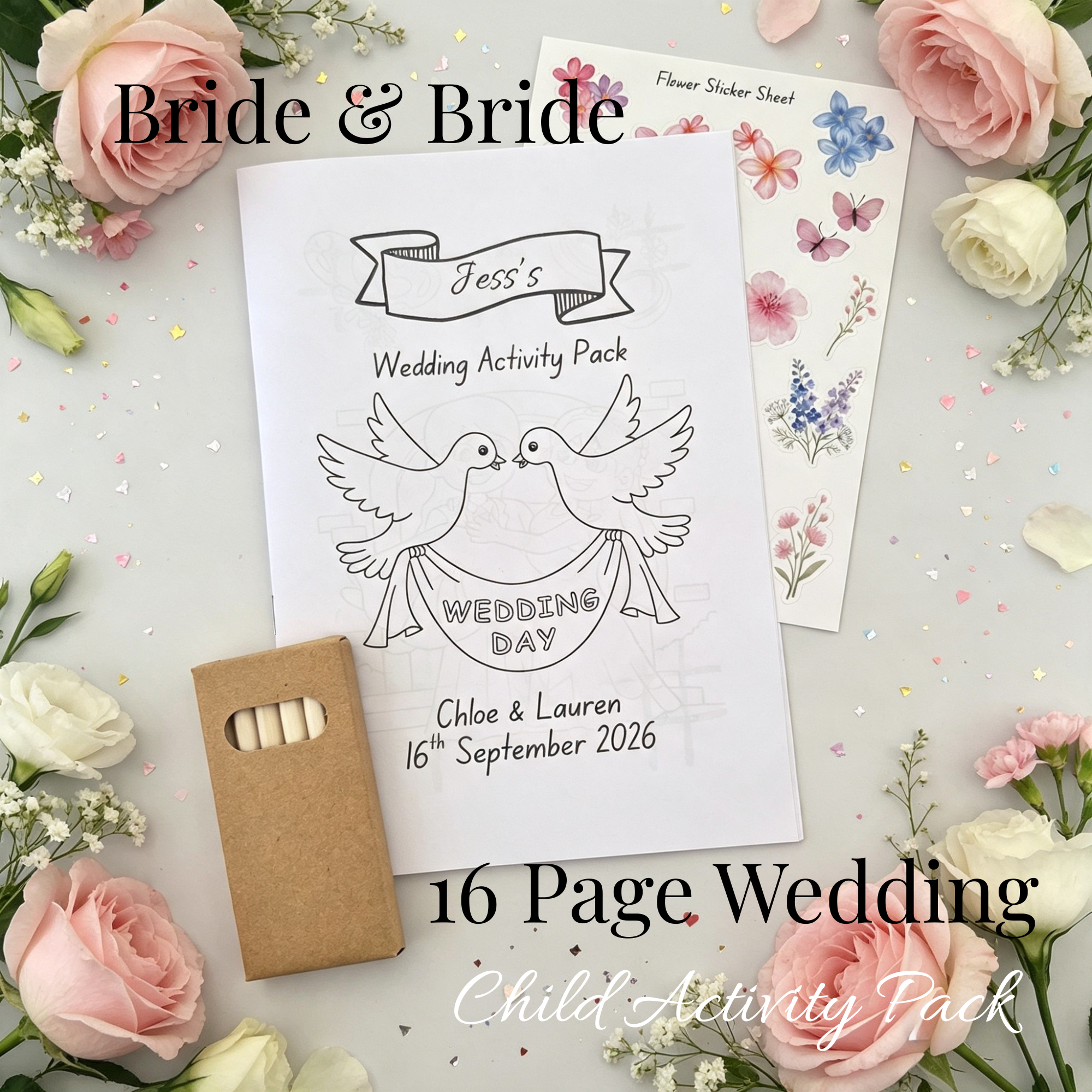 Child Wedding Activity Pack - Age 3 to 9 - Bride & Bride