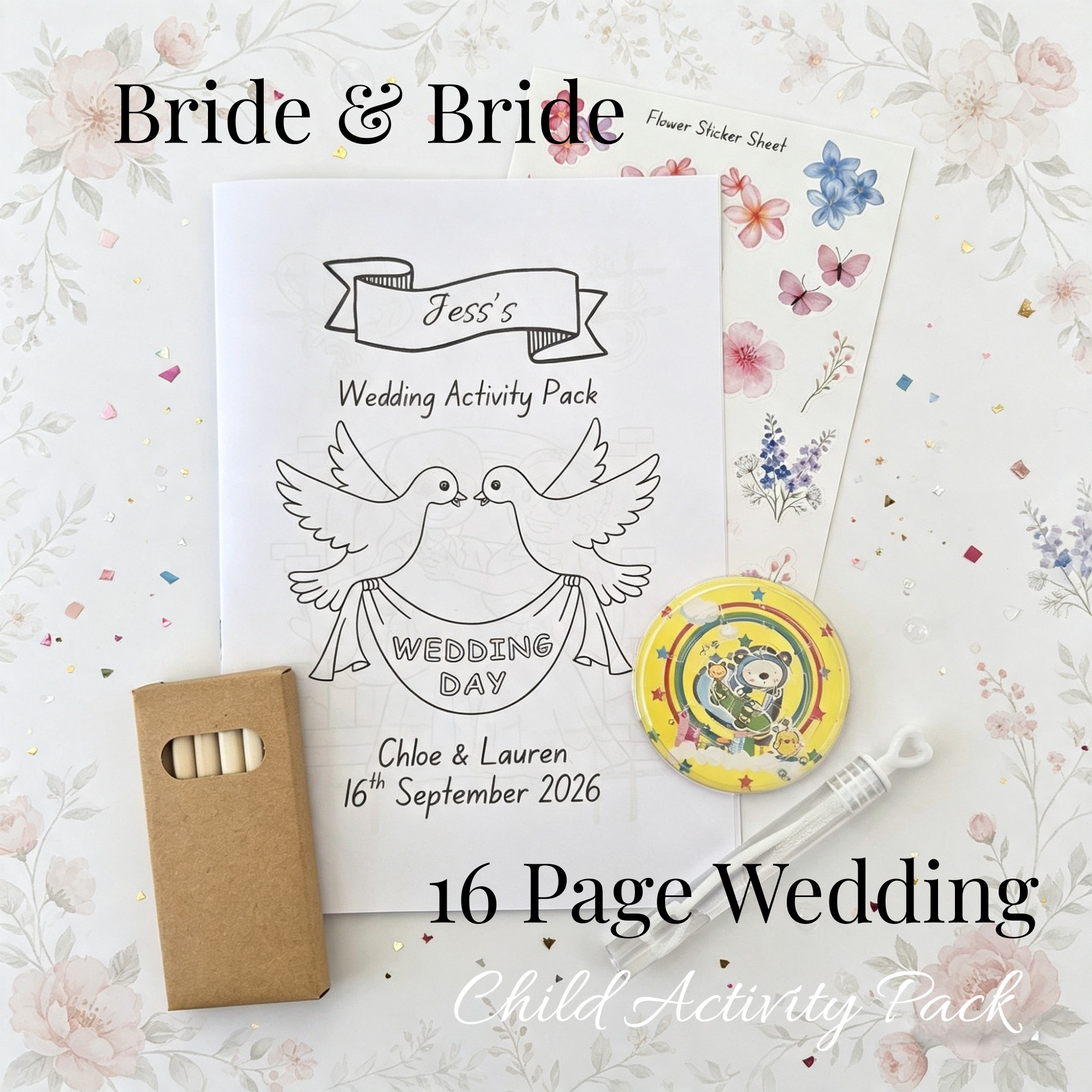 Child Wedding Activity Pack - Age 3 to 9 - Bride & Bride - Medium Pack