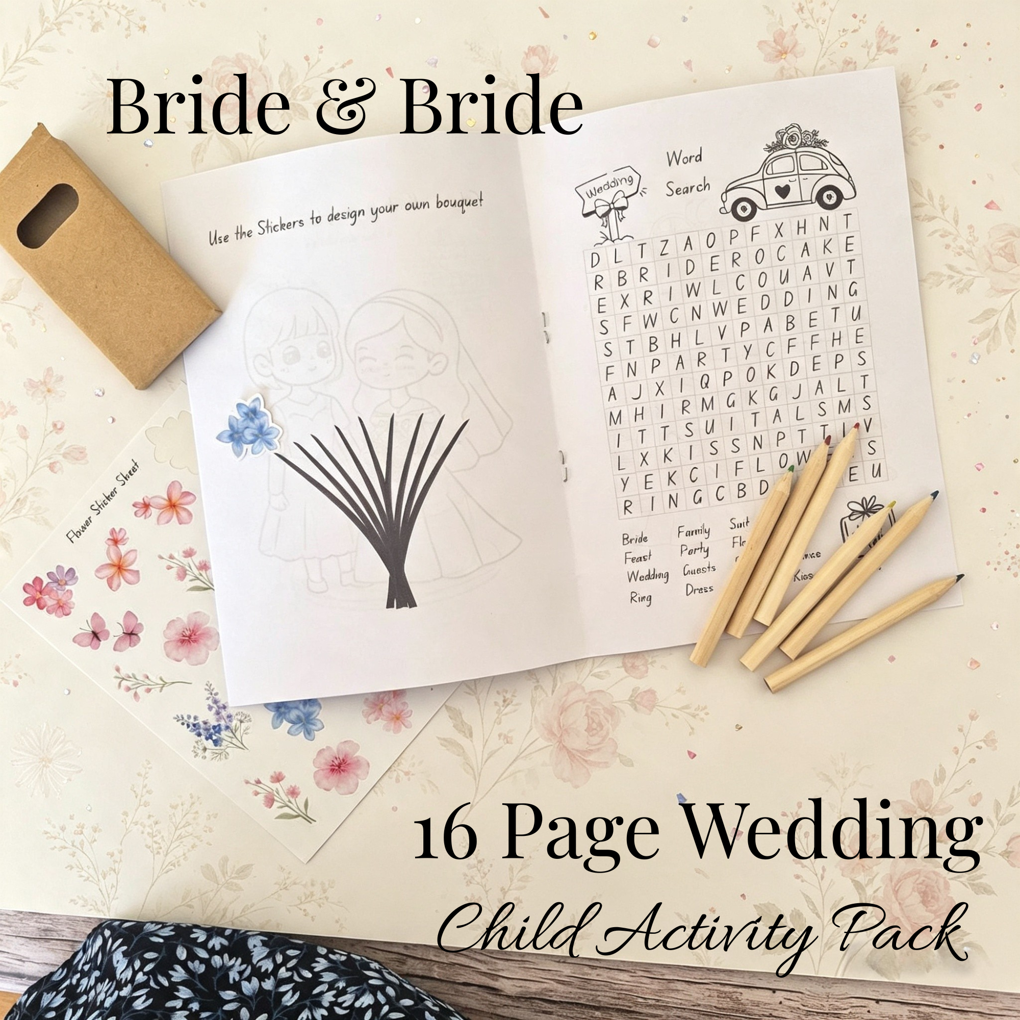 Child Wedding Activity Pack - Age 3 to 9 - Bride & Bride - Large Pack