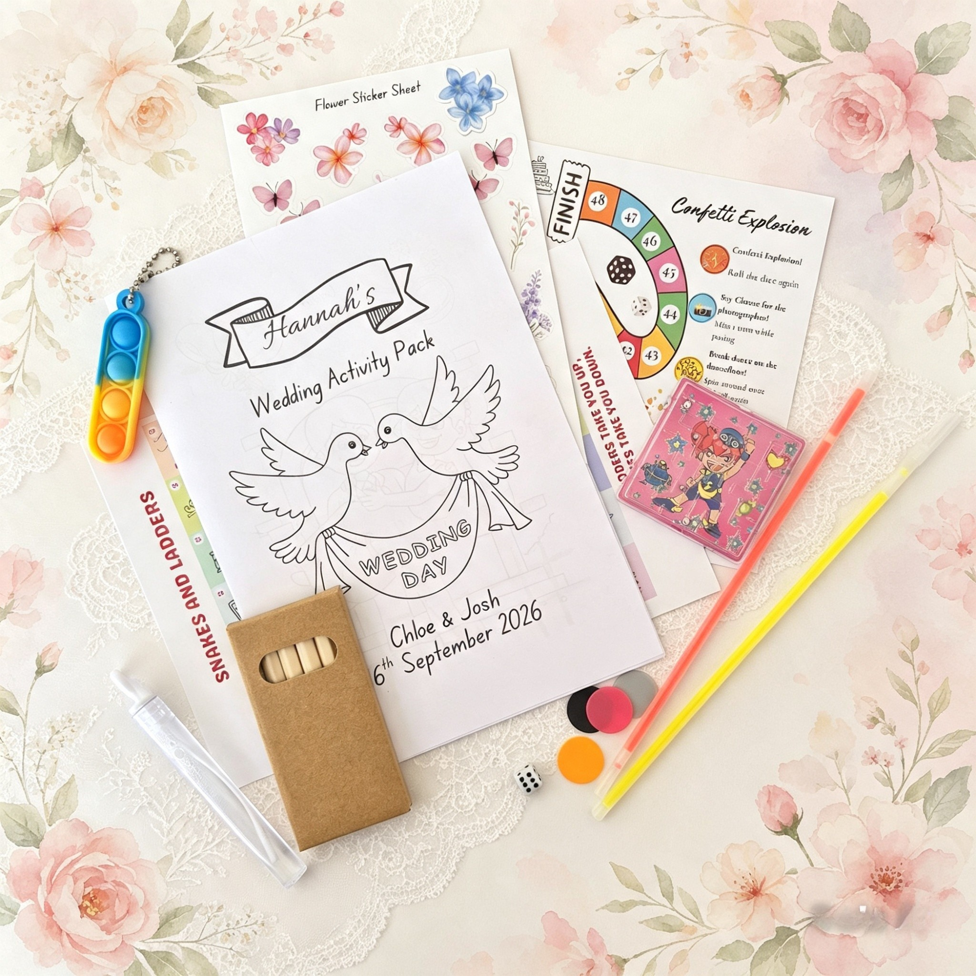 Child Wedding Activity Pack - Age 3 to 9 - Bride & Groom - Large Pack