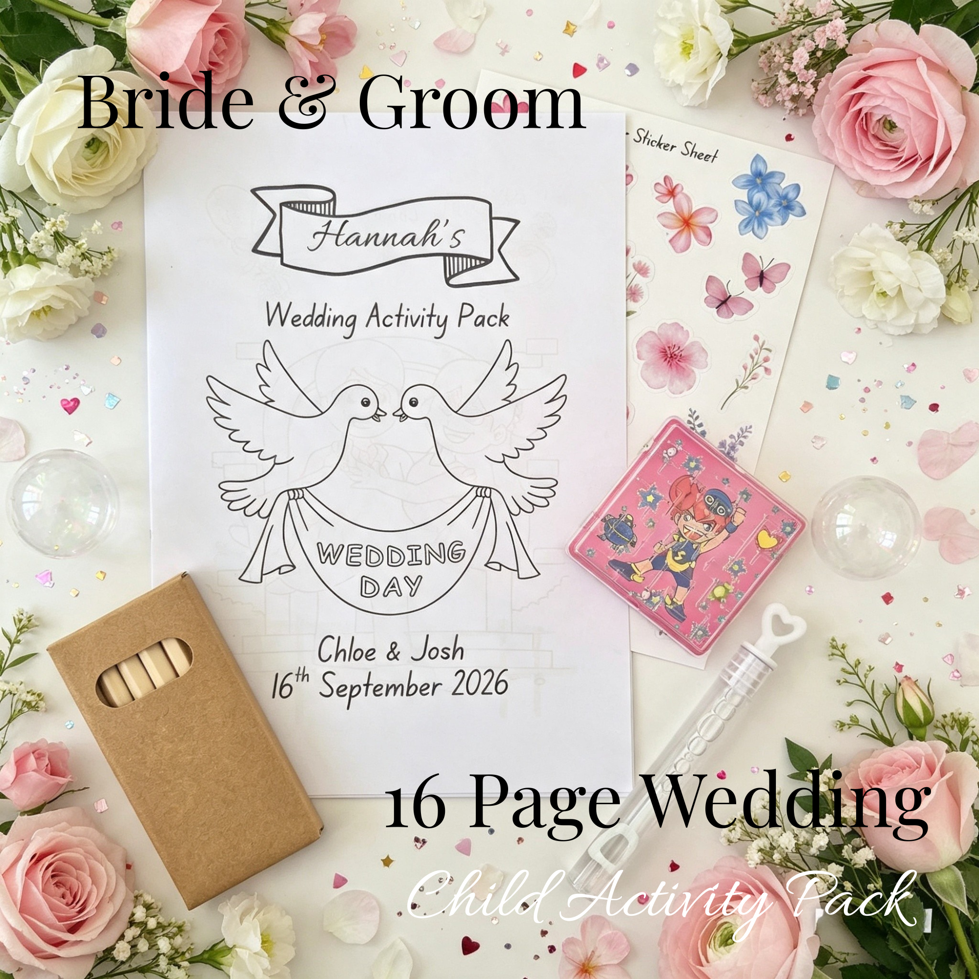 Child Wedding Activity Pack - Age 3 to 9 - Bride & Groom - Medium Pack