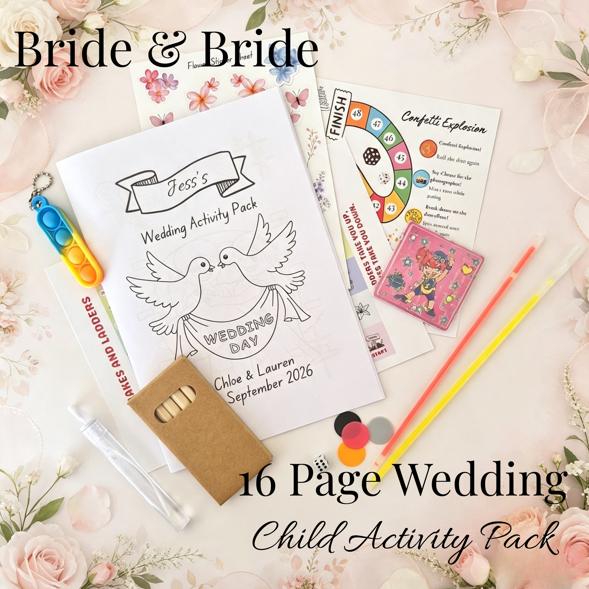 Child Wedding Activity Pack - Age 3 to 9 - Bride & Bride - Large Pack