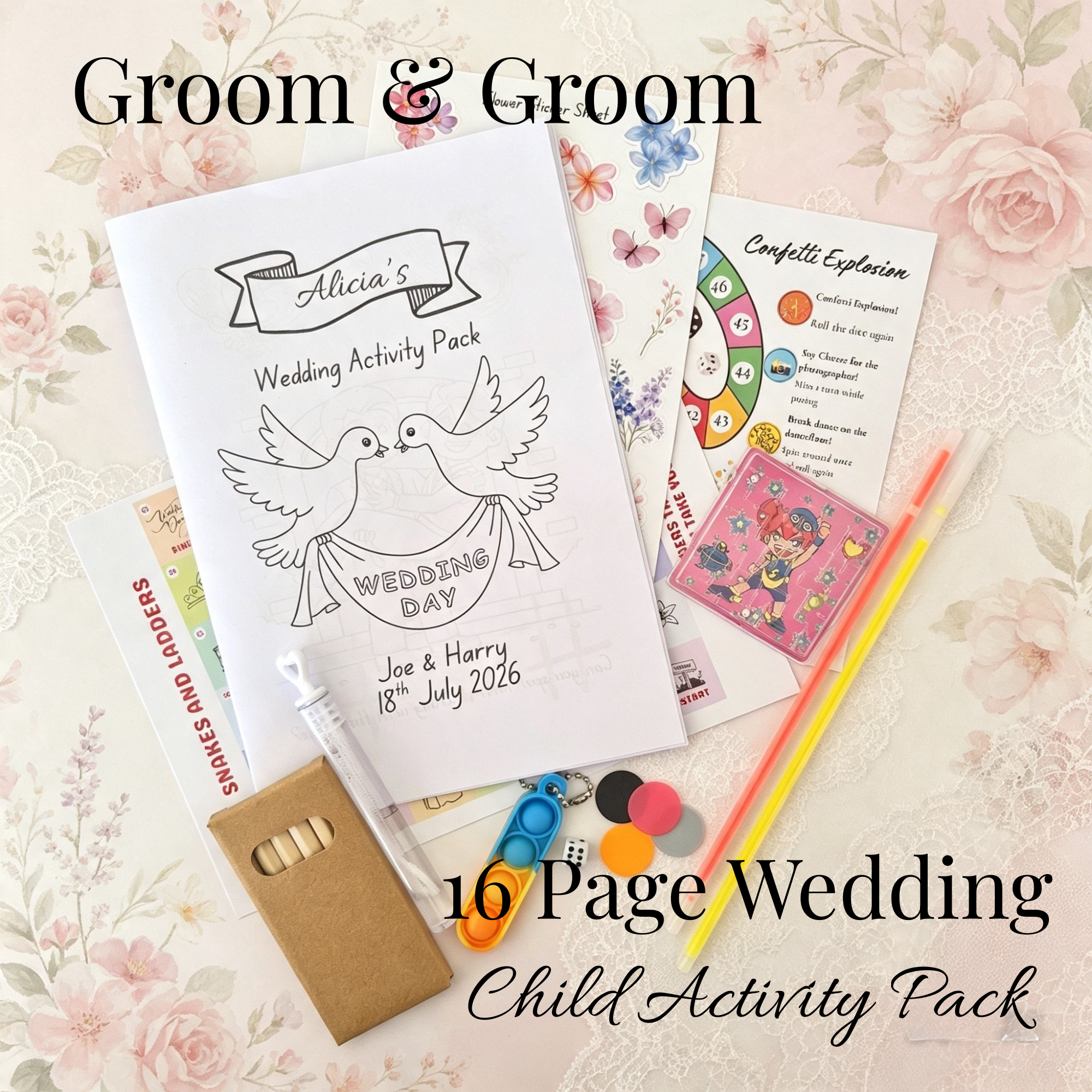 Child Wedding Activity Pack - Age 3 to 9 - Groom & Groom - Large Pack