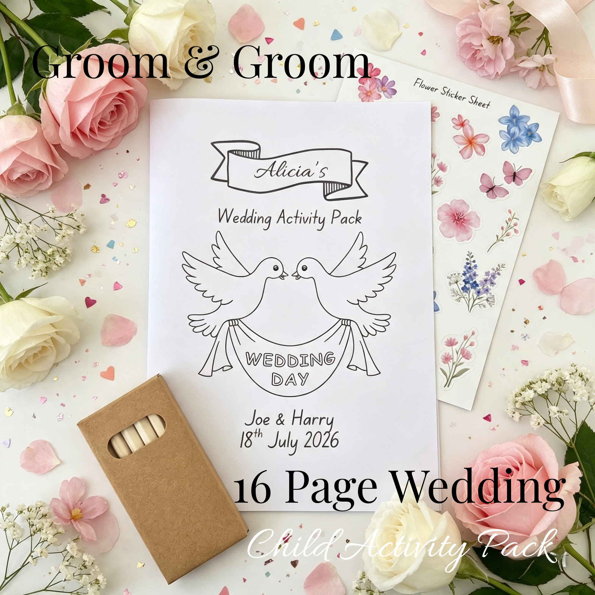 Child Wedding Activity Pack - Age 3 to 9 - Groom & Groom