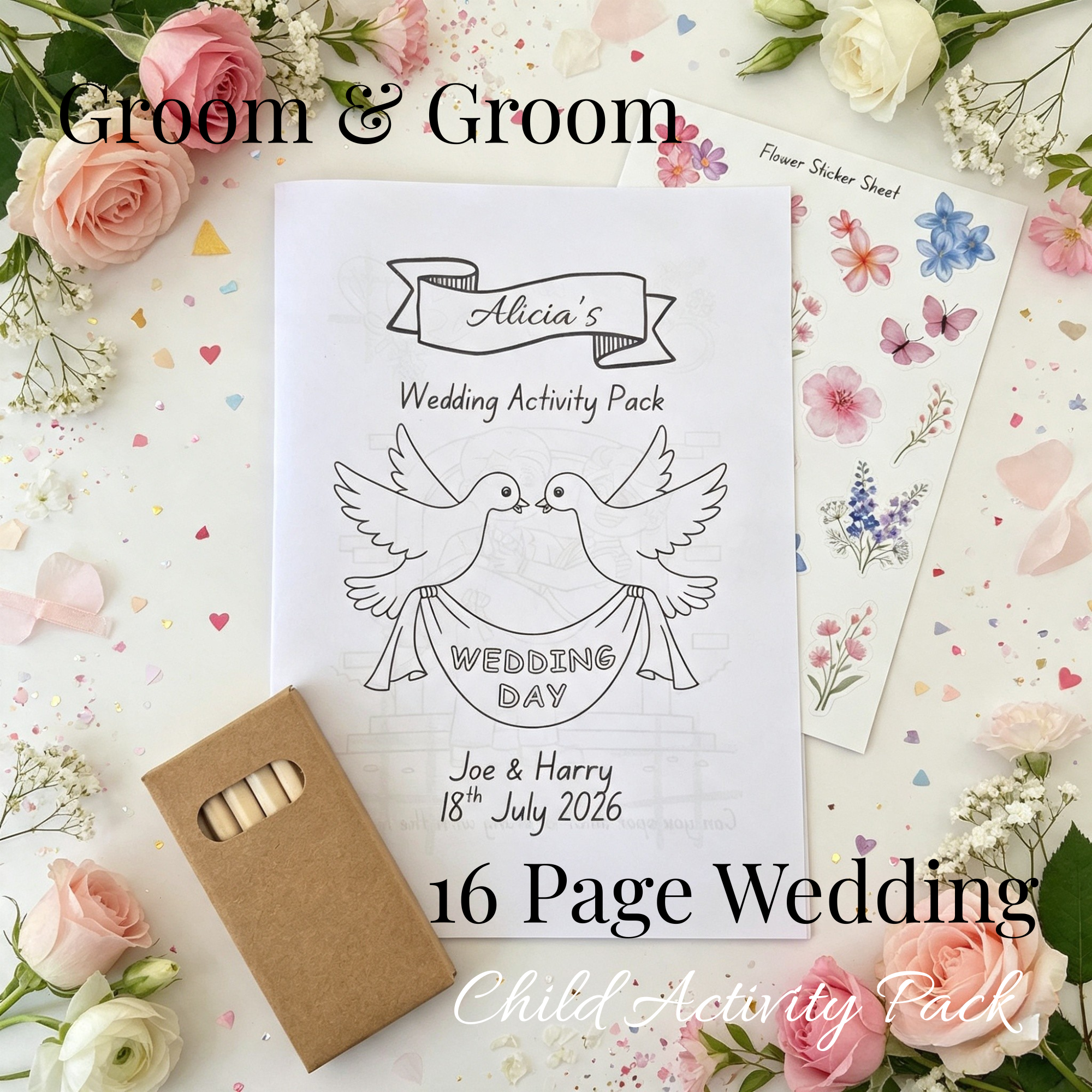 Child Wedding Activity Pack - Age 3 to 9 - Groom & Groom