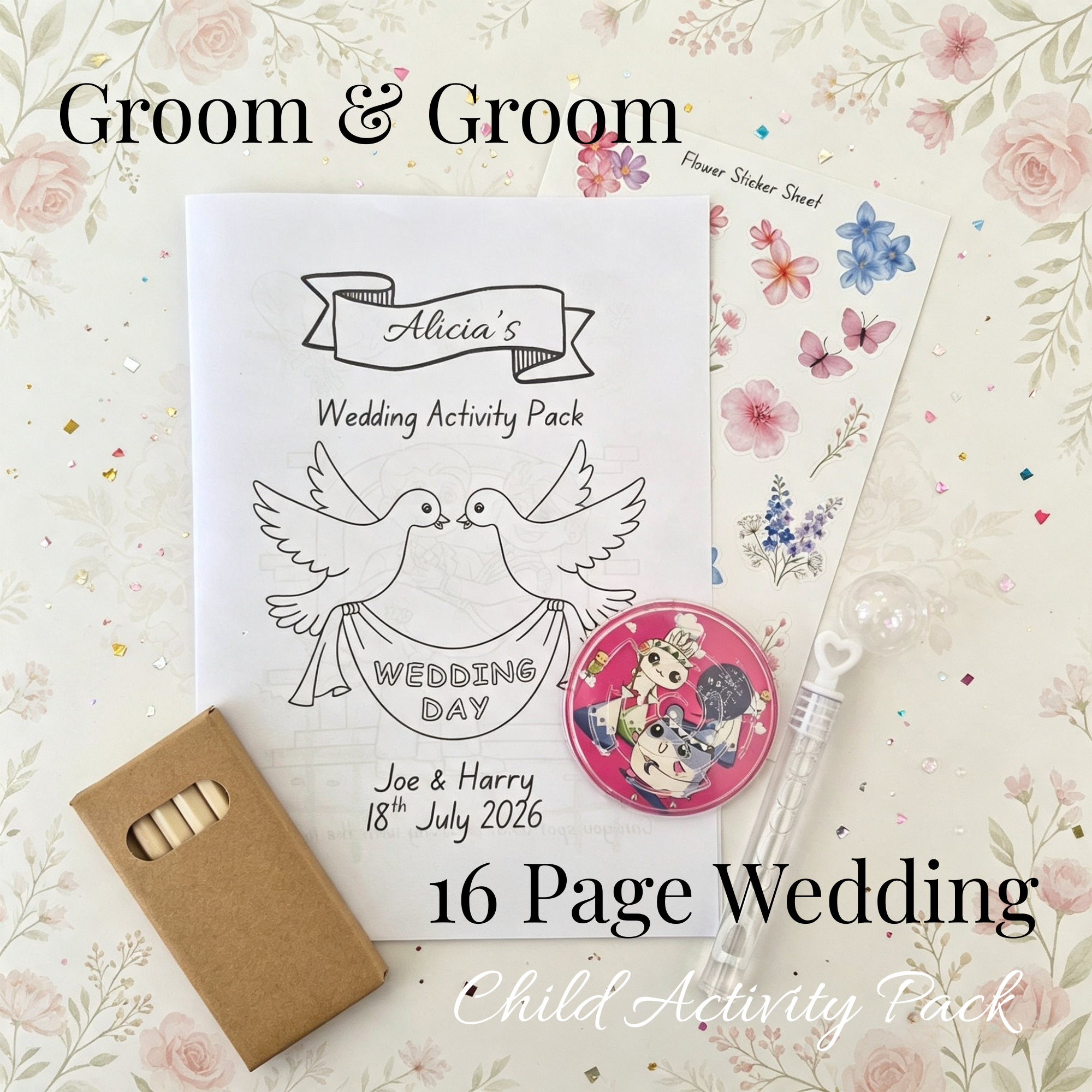 Child Wedding Activity Pack - Age 3 to 9 - Groom & Groom - Medium Pack