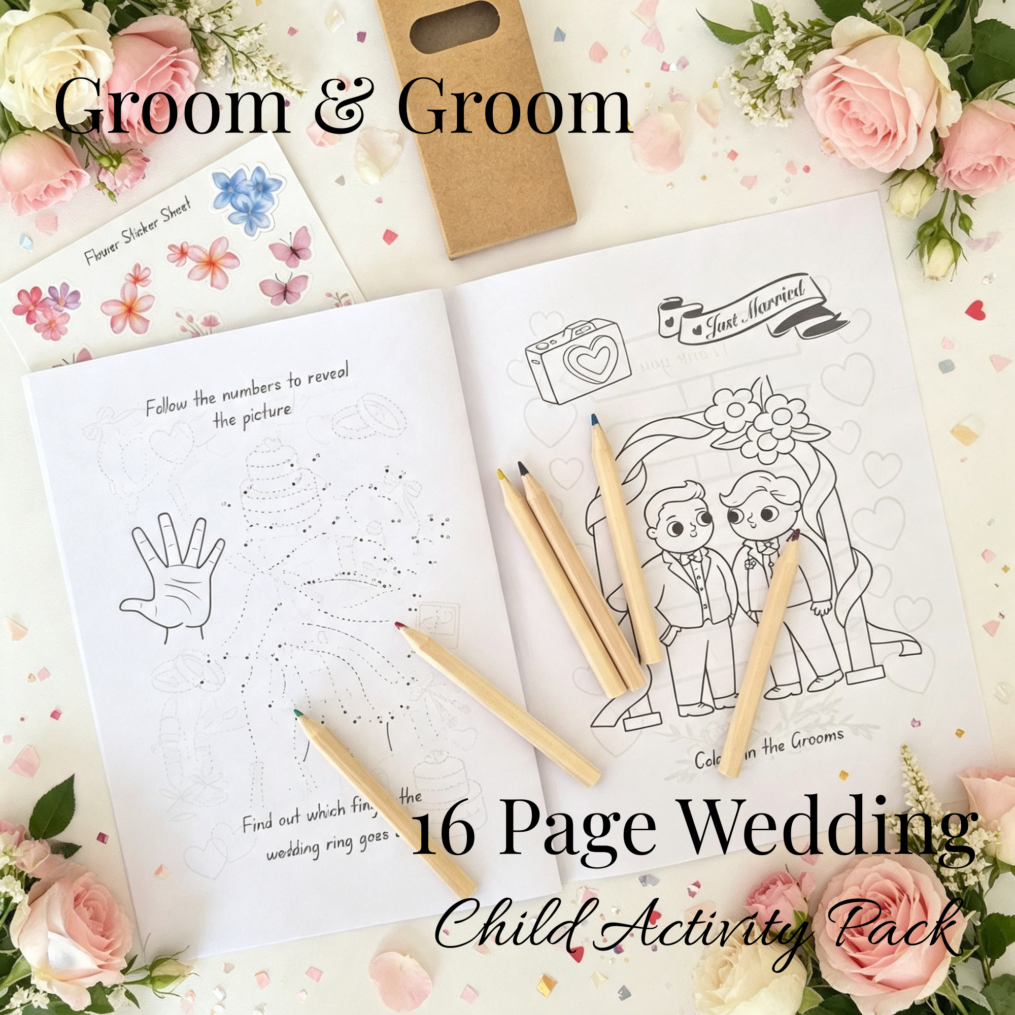 Child Wedding Activity Pack - Age 3 to 9 - Groom & Groom - Large Pack