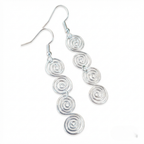 Silver spiral earrings on a white background