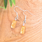 Dainty gold rectangle drop earrings