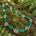 Green Aventurine Silver Spiral Necklace, Handmade Wire and Bead Jewellery, Gift for Her