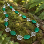 Green Aventurine Silver Spiral Necklace, Handmade Wire and Bead Jewellery, Gift for Her