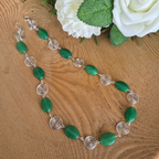 Green Aventurine Silver Spiral Necklace, Handmade Wire and Bead Jewellery, Gift for Her