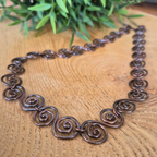 Large Celtic Copper Spiral Necklace, Bold Handmade Wire Jewellery, Gift for Her