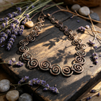 Large Celtic Copper Spiral Necklace, Bold Handmade Wire Jewellery, Gift for Her