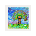Colourful abstract artwork of a tree with a white border
