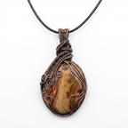 Picture Jasper Copper Wire Wrapped Pendant Necklace, Handmade Gemstone Statement Pendant, One of a Kind Gift
