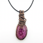 Necklace with a purple stone pendant on a white background