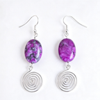 Pink Crazy Lace Agate Open Silver Spiral Earrings, Handmade Gemstone Drop Earrings, Gift for Her