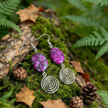 Pink Crazy Lace Agate Open Silver Spiral Earrings, Handmade Gemstone Drop Earrings, Gift for Her