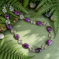 Pink Crazy Lace Agate Silver Spiral Necklace, Handmade Wire and Bead Jewellery, Gift for Her