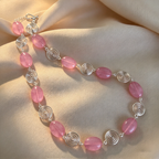 Pink Rhodochrosite Silver Spiral Necklace, Handmade Wire and Bead Jewellery, Gift for Her (Copy)