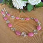 Pink Rhodochrosite Silver Spiral Necklace, Handmade Wire and Bead Jewellery, Gift for Her (Copy)