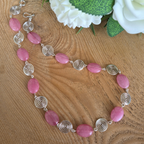 Pink Rhodochrosite Silver Spiral Necklace, Handmade Wire and Bead Jewellery, Gift for Her (Copy)