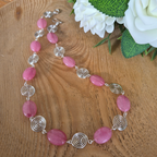 Pink Rhodochrosite Silver Spiral Necklace, Handmade Wire and Bead Jewellery, Gift for Her (Copy)