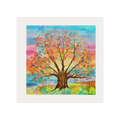 Colourful abstract tree painting on a white background